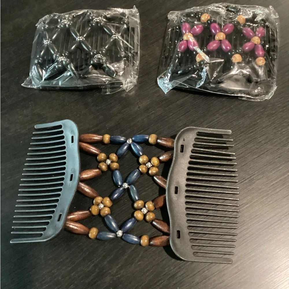New Angel Wings Beaded Hair Combs Lot of 3